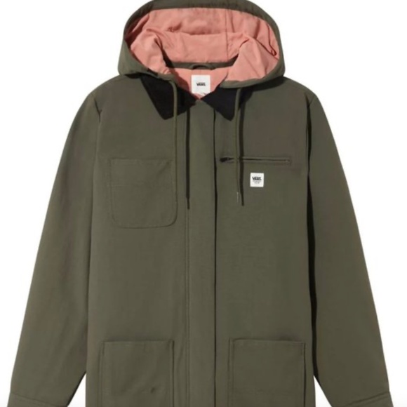VANS Women’s Drill Chore Long Coat Corduroy Collar Hooded Jacket Size S MTE - Picture 2 of 16